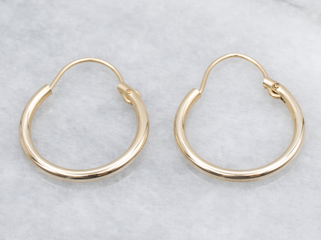 Polished Yellow Gold Tube Hoop Earrings