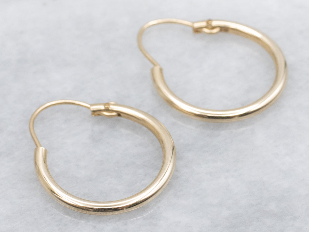 Polished Yellow Gold Tube Hoop Earrings