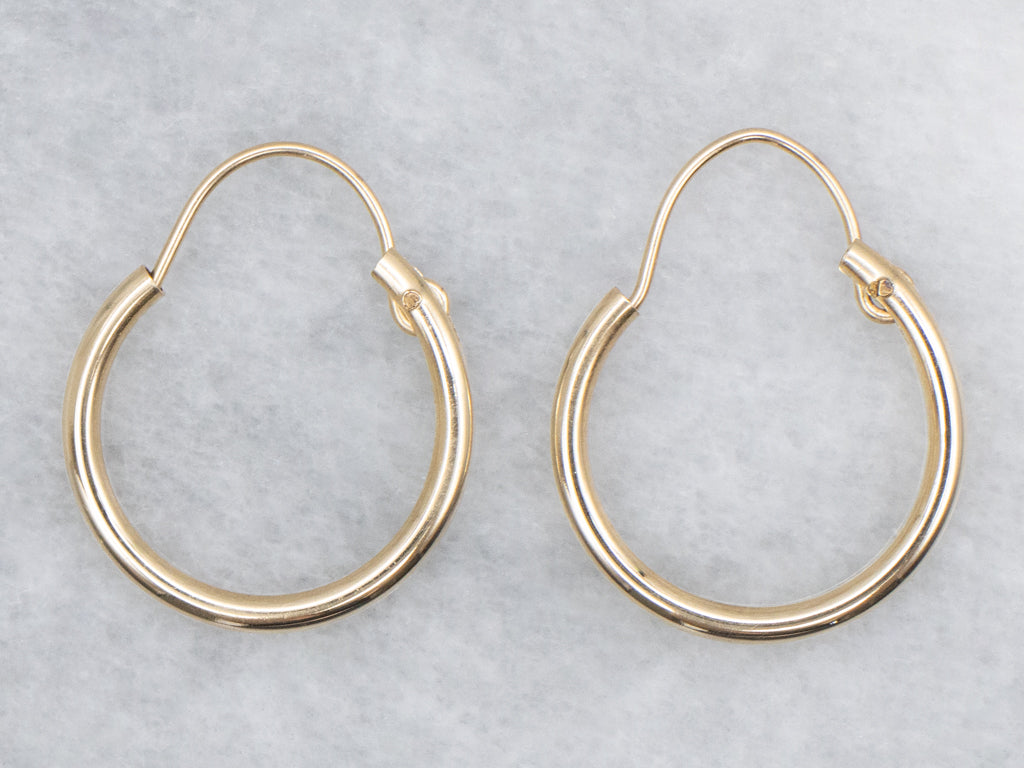 Polished Yellow Gold Tube Hoop Earrings