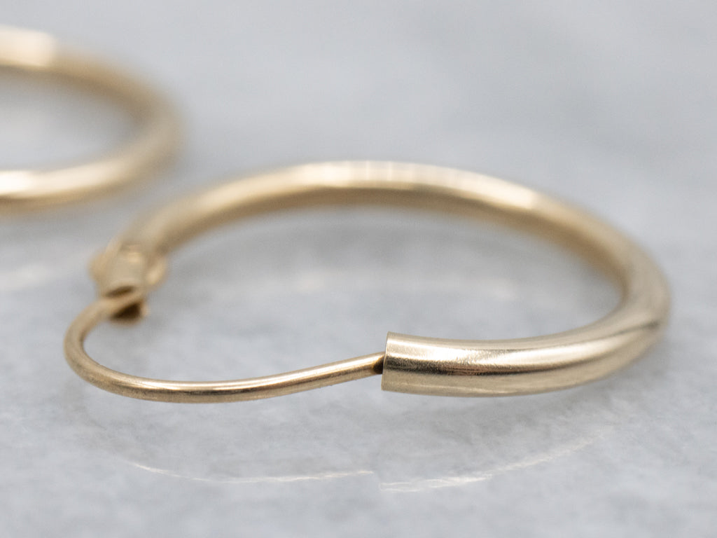 Polished Yellow Gold Tube Hoop Earrings
