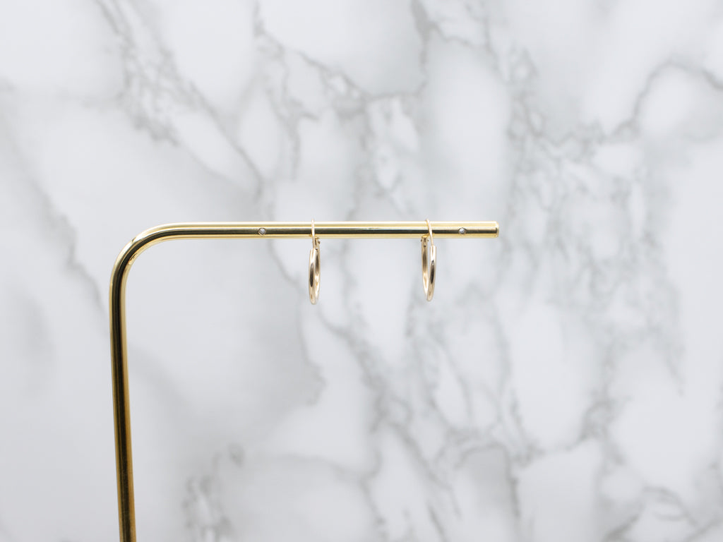 Polished Yellow Gold Tube Hoop Earrings