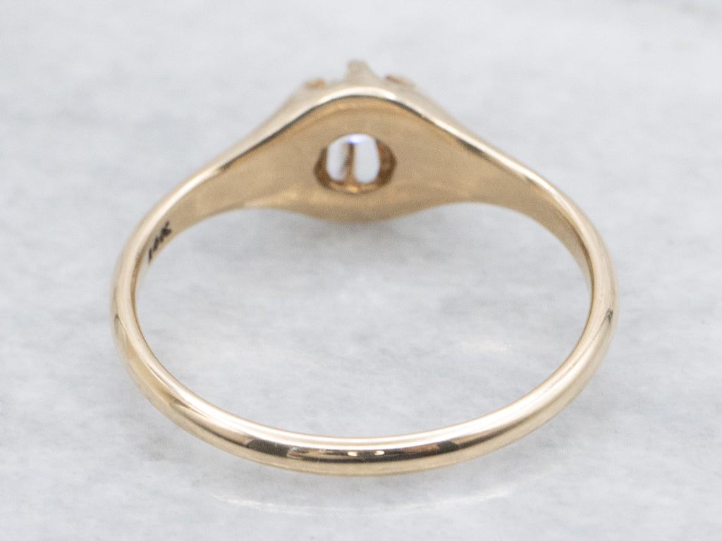 Belcher-Set Antique European Cut Diamond Engagement Ring