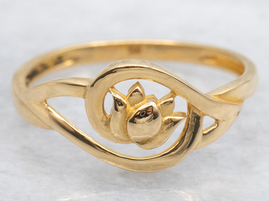 High 22-Karat Yellow Gold Lotus-Blossom Band