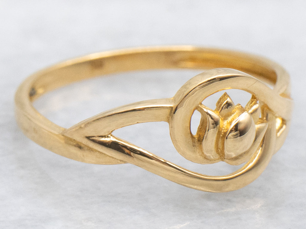 High 22-Karat Yellow Gold Lotus-Blossom Band