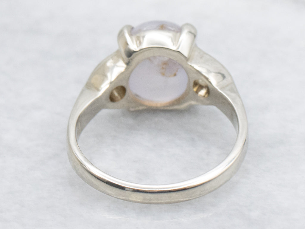 Purple Star Sapphire and Diamond White Gold Ring