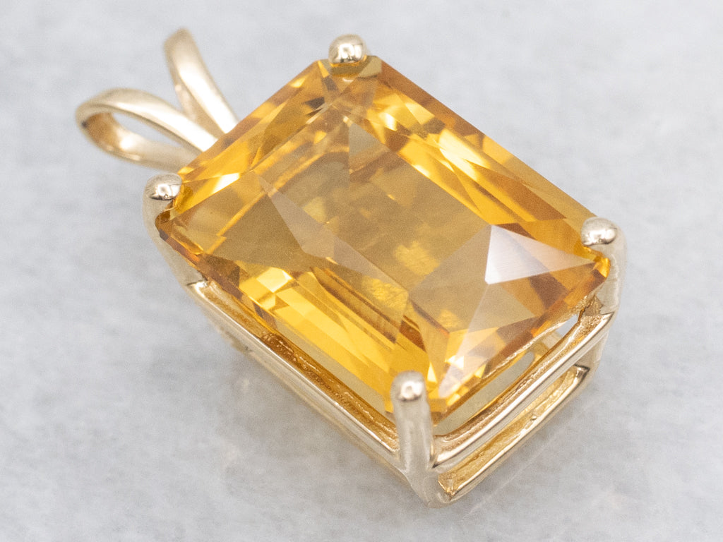 Yellow Gold Citrine Gemstone Pendant