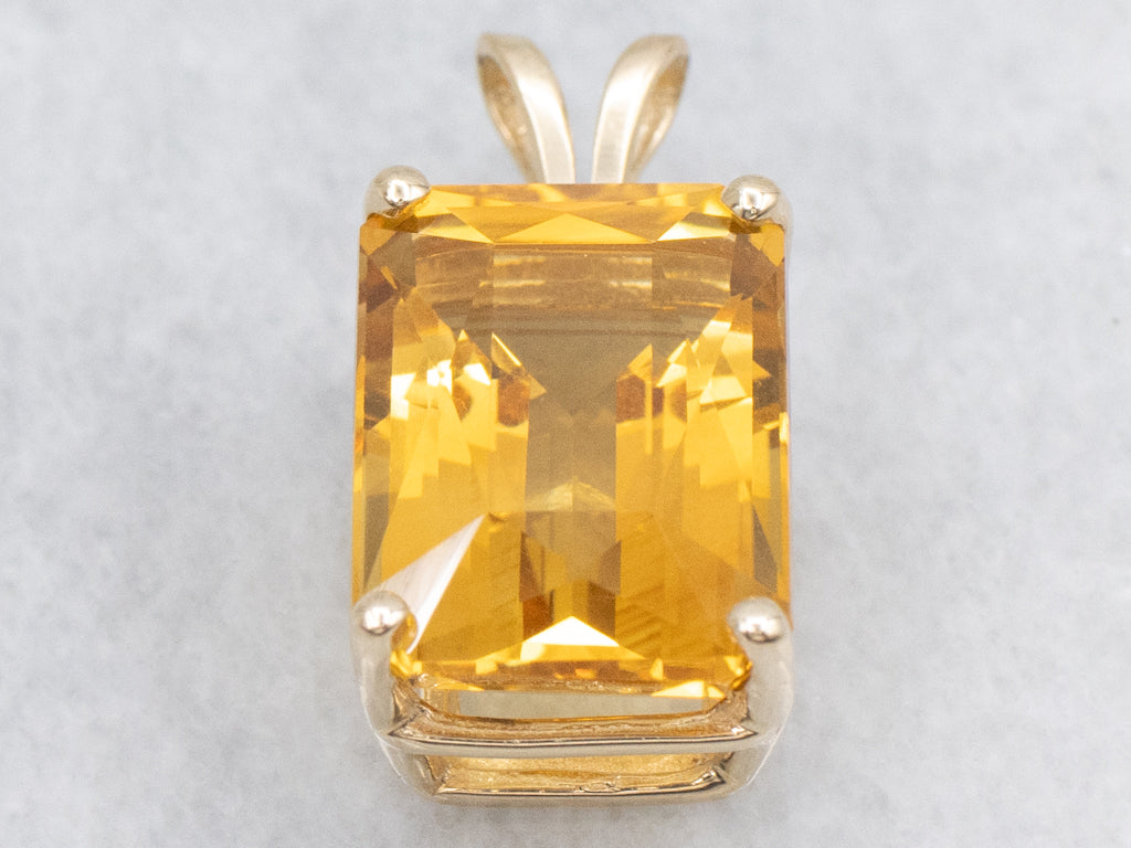 Yellow Gold Citrine Gemstone Pendant