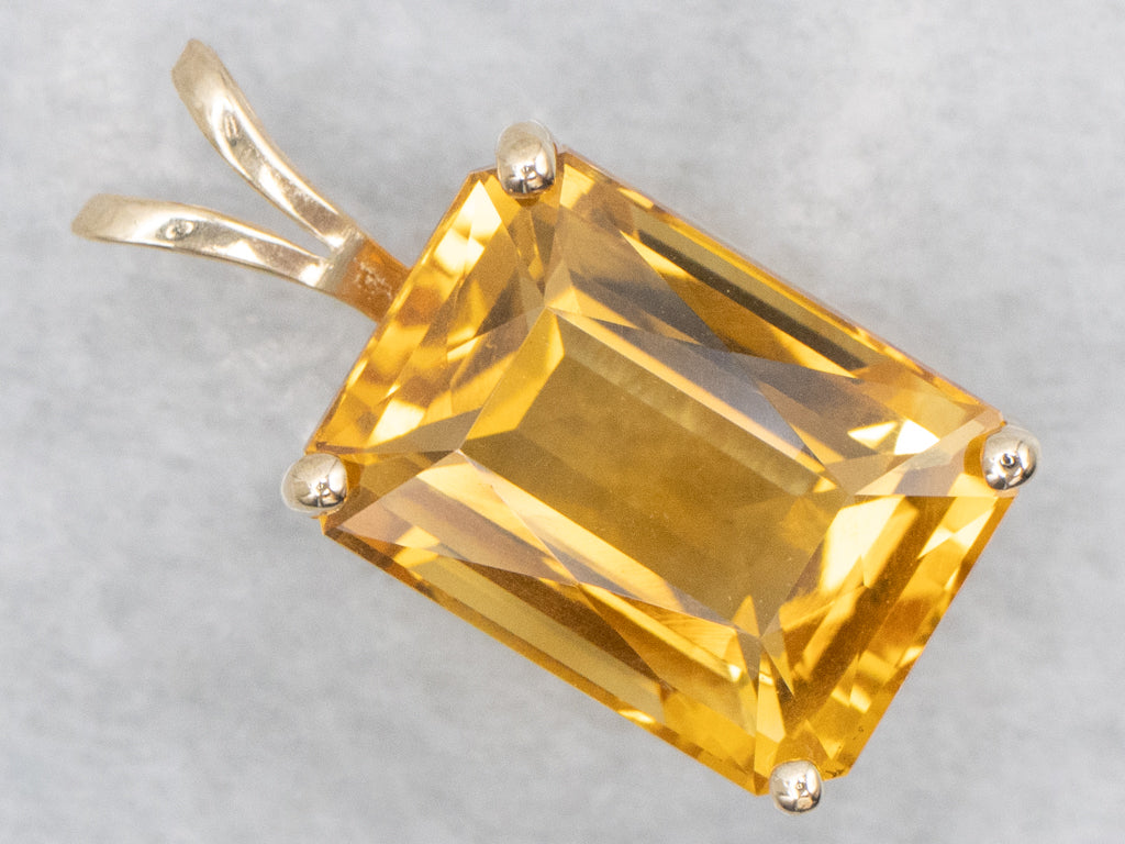 Yellow Gold Citrine Gemstone Pendant