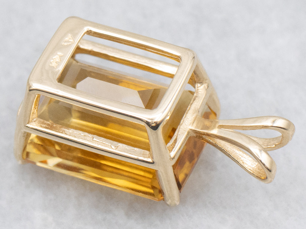Yellow Gold Citrine Gemstone Pendant