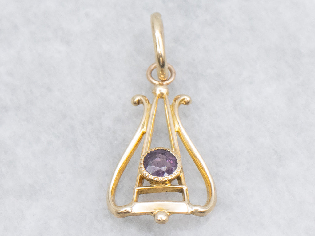 Antique Bezel-Set Amethyst Gold Stickpin Conversion Pendant