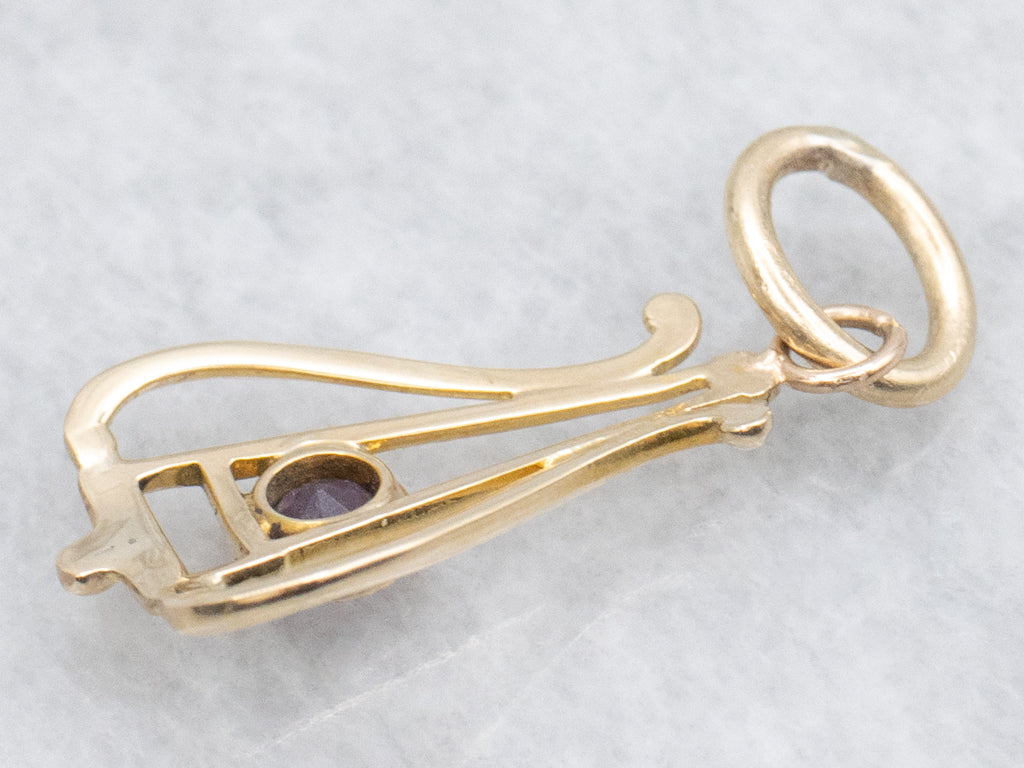 Antique Bezel-Set Amethyst Gold Stickpin Conversion Pendant