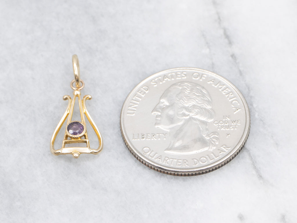 Antique Bezel-Set Amethyst Gold Stickpin Conversion Pendant