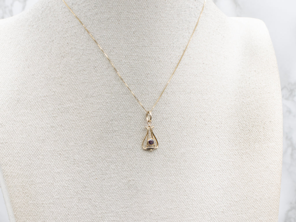 Antique Bezel-Set Amethyst Gold Stickpin Conversion Pendant