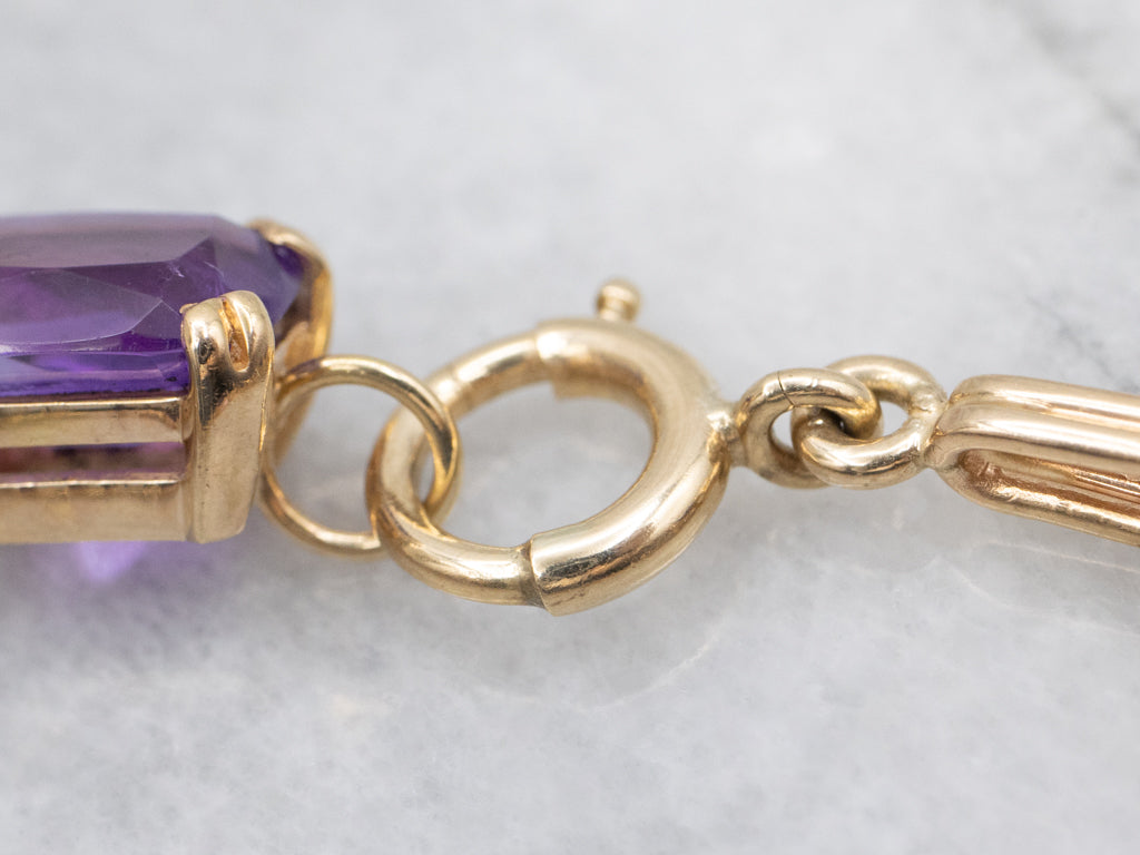 Vintage Amethyst and Gold Gemstone Link Bracelet