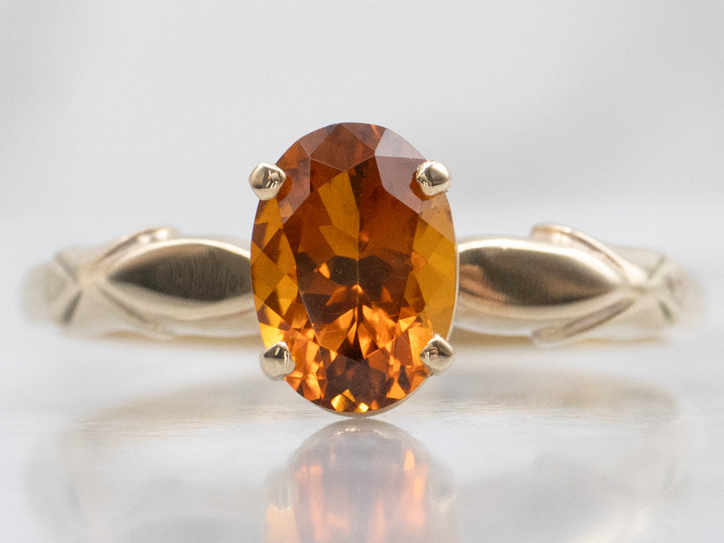 Vintage Yellow Gold Citrine Solitaire Ring