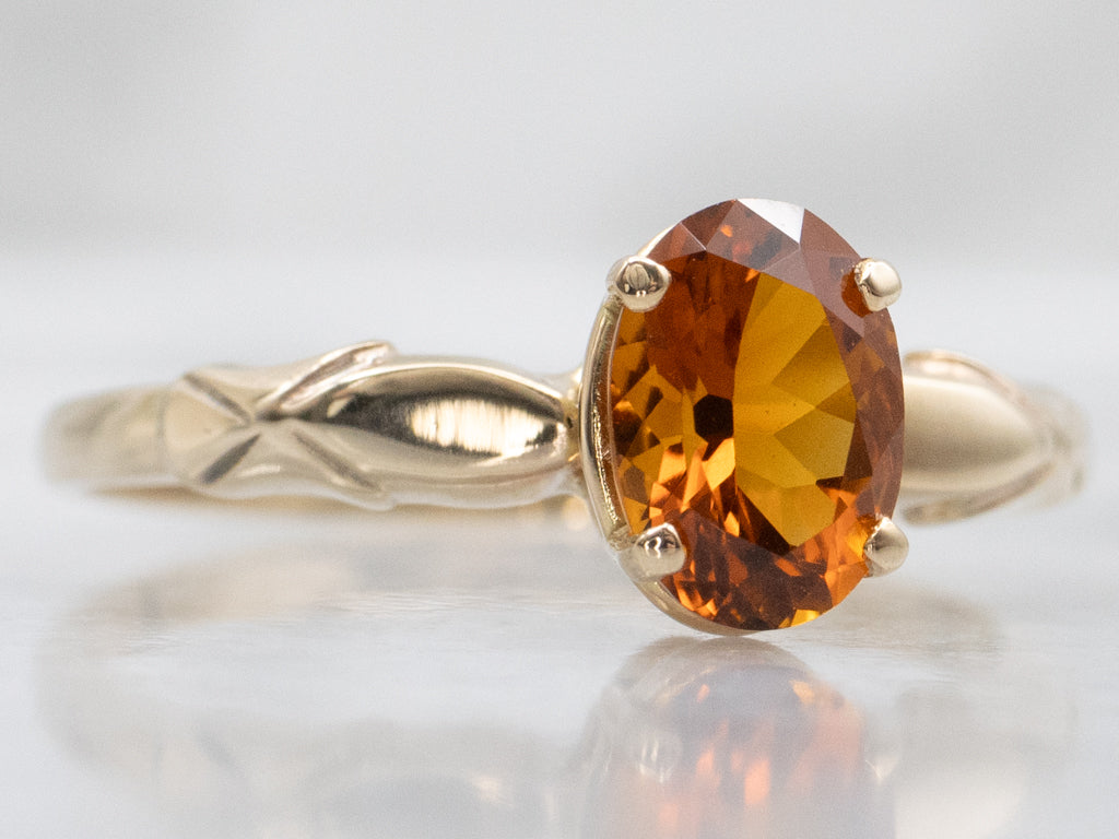 Vintage Yellow Gold Citrine Solitaire Ring