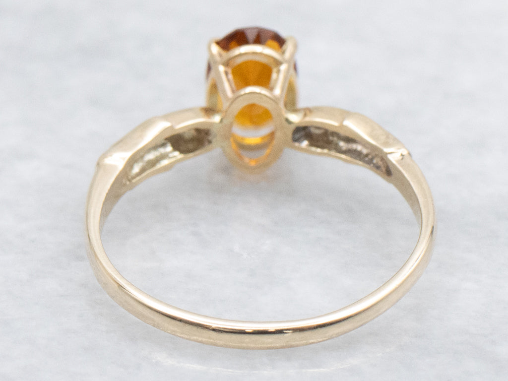 Vintage Yellow Gold Citrine Solitaire Ring
