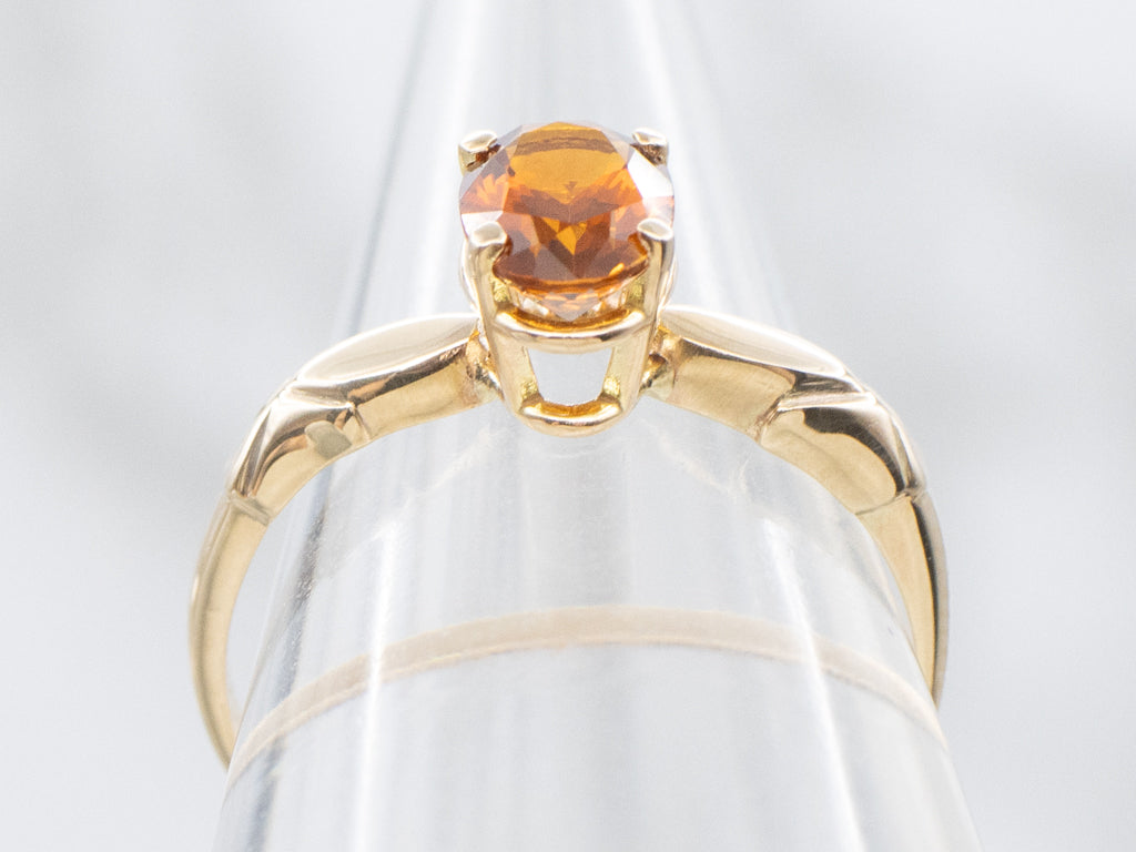 Vintage Yellow Gold Citrine Solitaire Ring