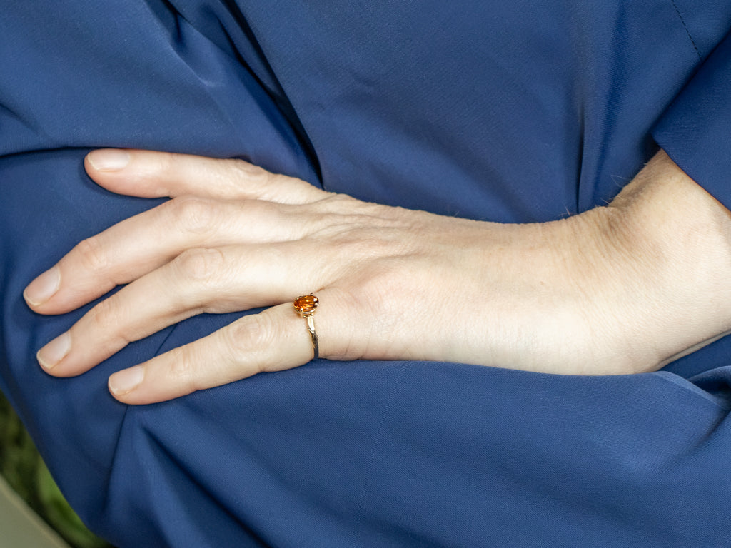 Vintage Yellow Gold Citrine Solitaire Ring