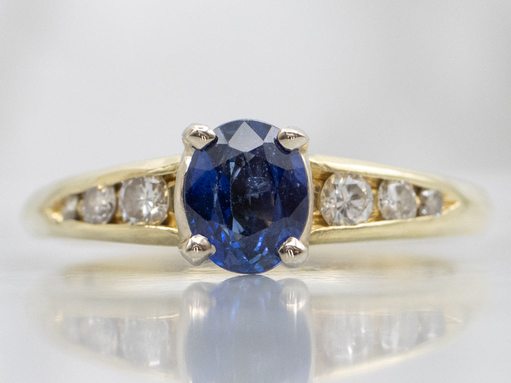 Sapphire and Diamond Two-Tone Gold Engagement Ring