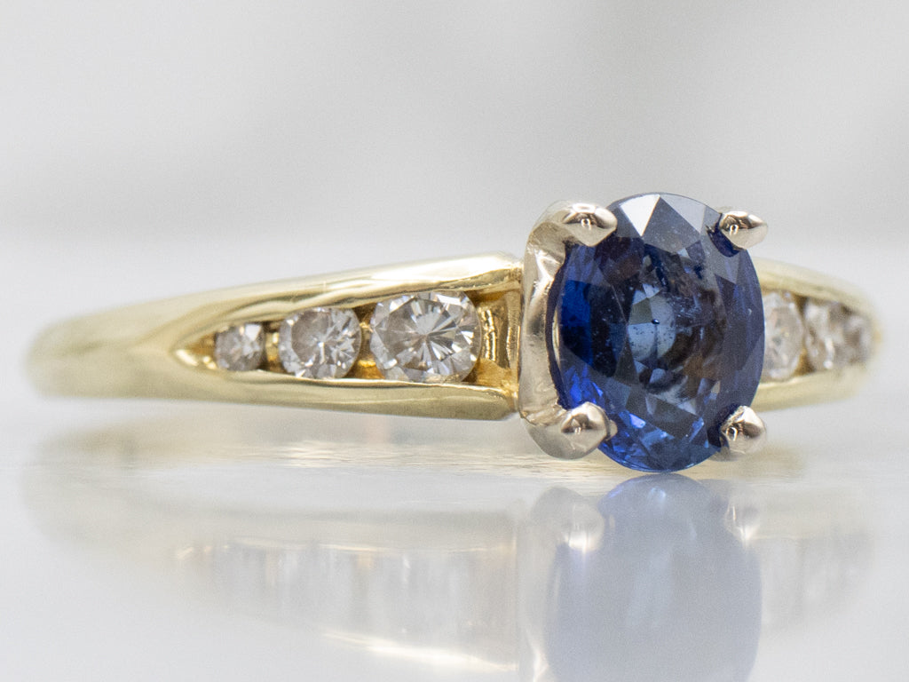 Sapphire and Diamond Two-Tone Gold Engagement Ring