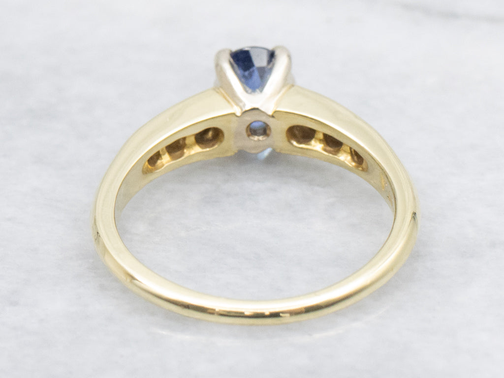 Sapphire and Diamond Two-Tone Gold Engagement Ring