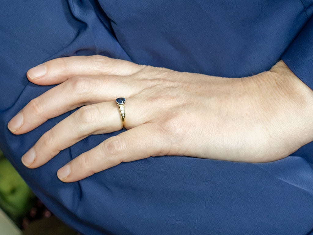 Sapphire and Diamond Two-Tone Gold Engagement Ring