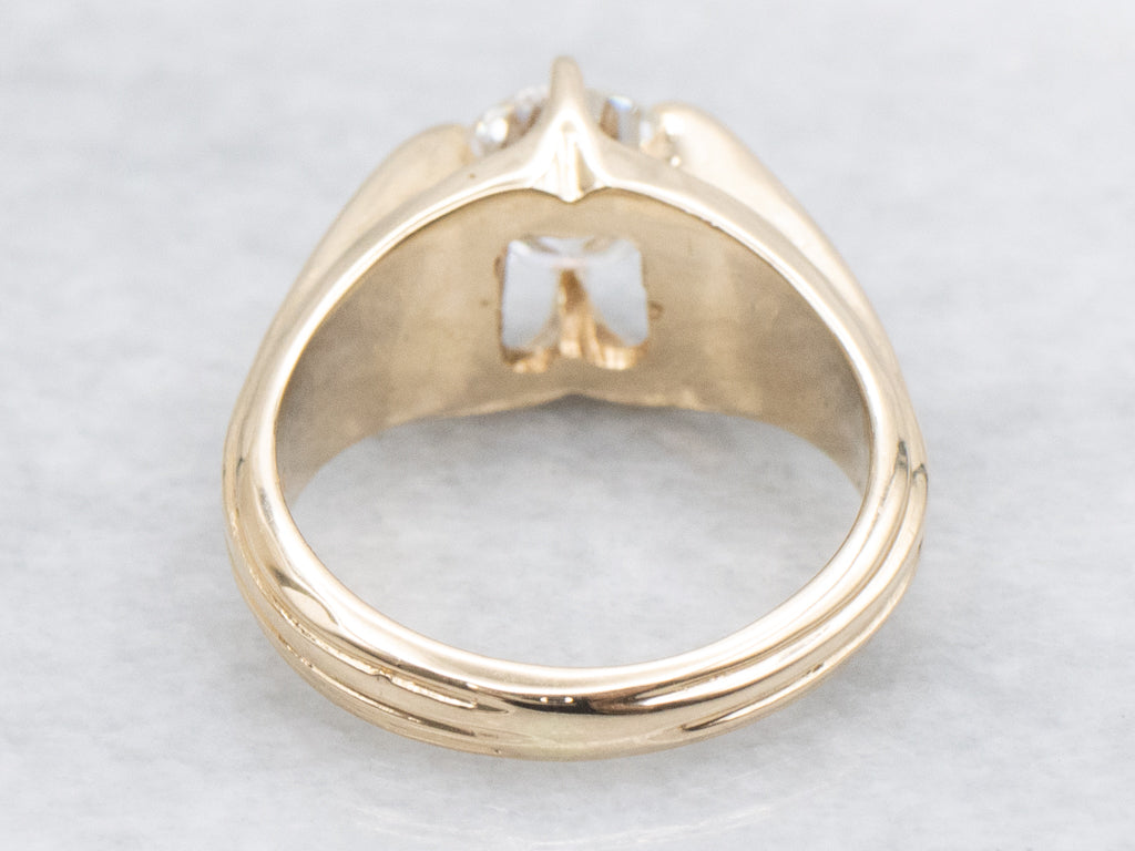 Belcher-Set Round Brilliant Diamond Solitaire Engagement Ring