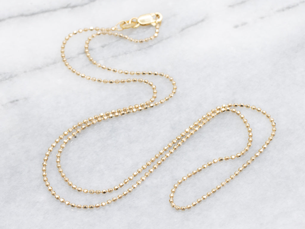 Yellow Gold Beaded Ball Chain with Lobster Clasp