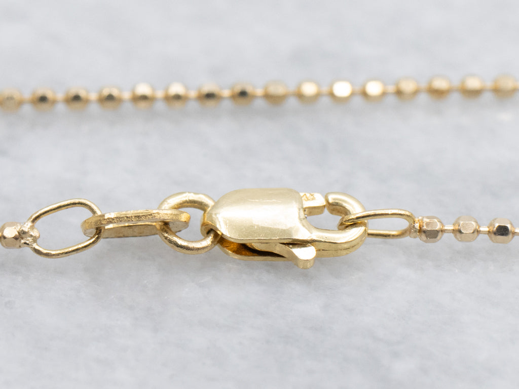 Yellow Gold Beaded Ball Chain with Lobster Clasp