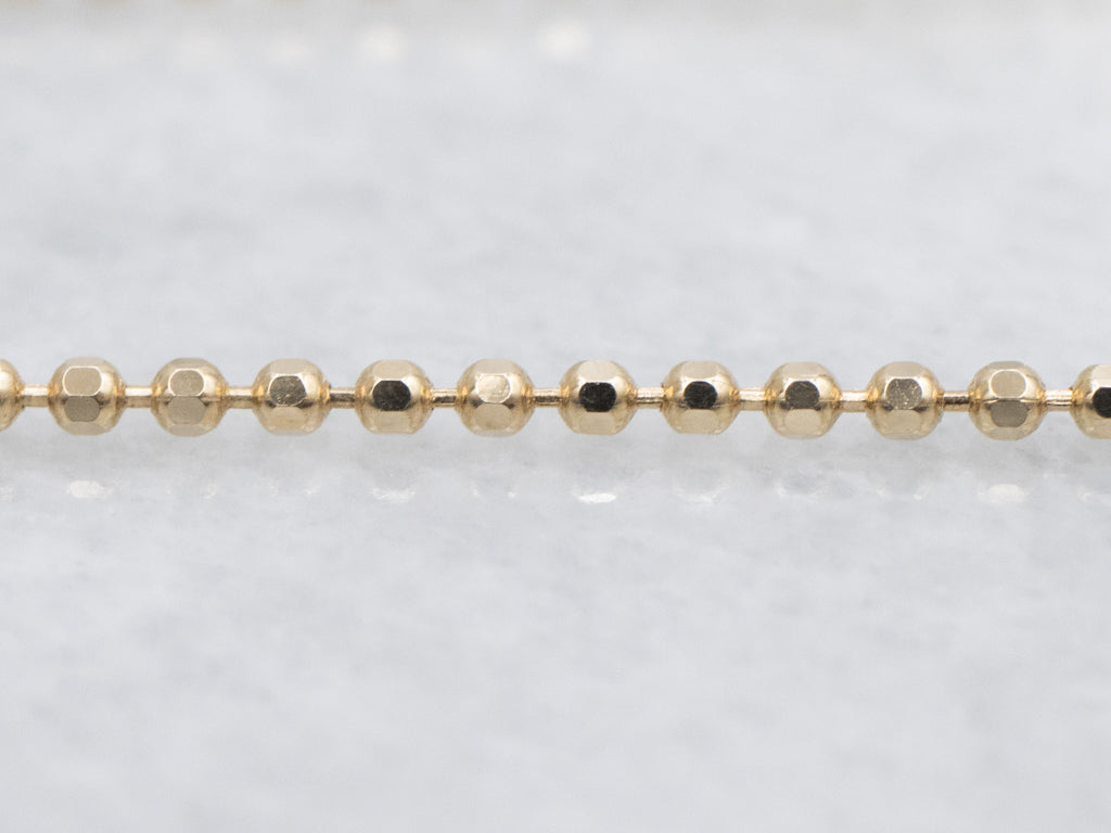 Yellow Gold Beaded Ball Chain with Lobster Clasp