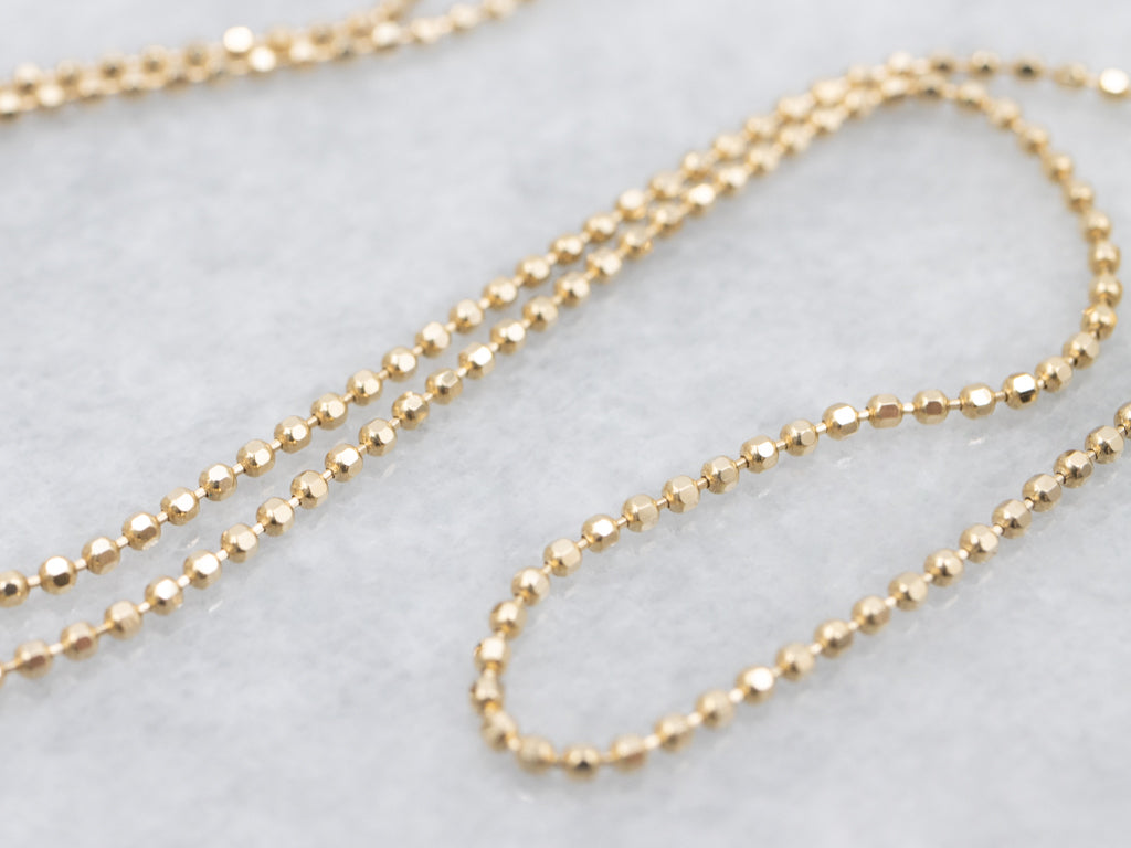 Yellow Gold Beaded Ball Chain with Lobster Clasp