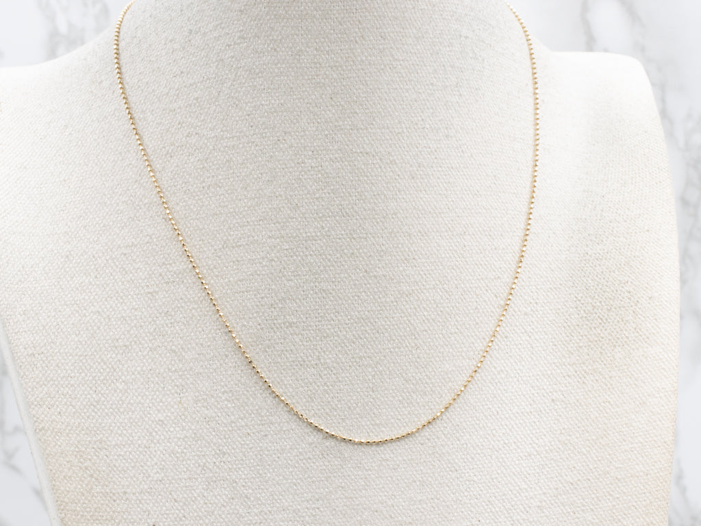 Yellow Gold Beaded Ball Chain with Lobster Clasp