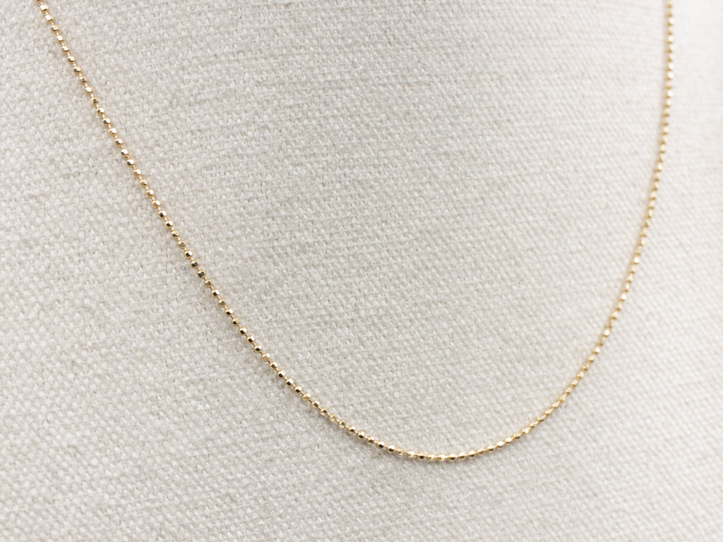 Yellow Gold Beaded Ball Chain with Lobster Clasp