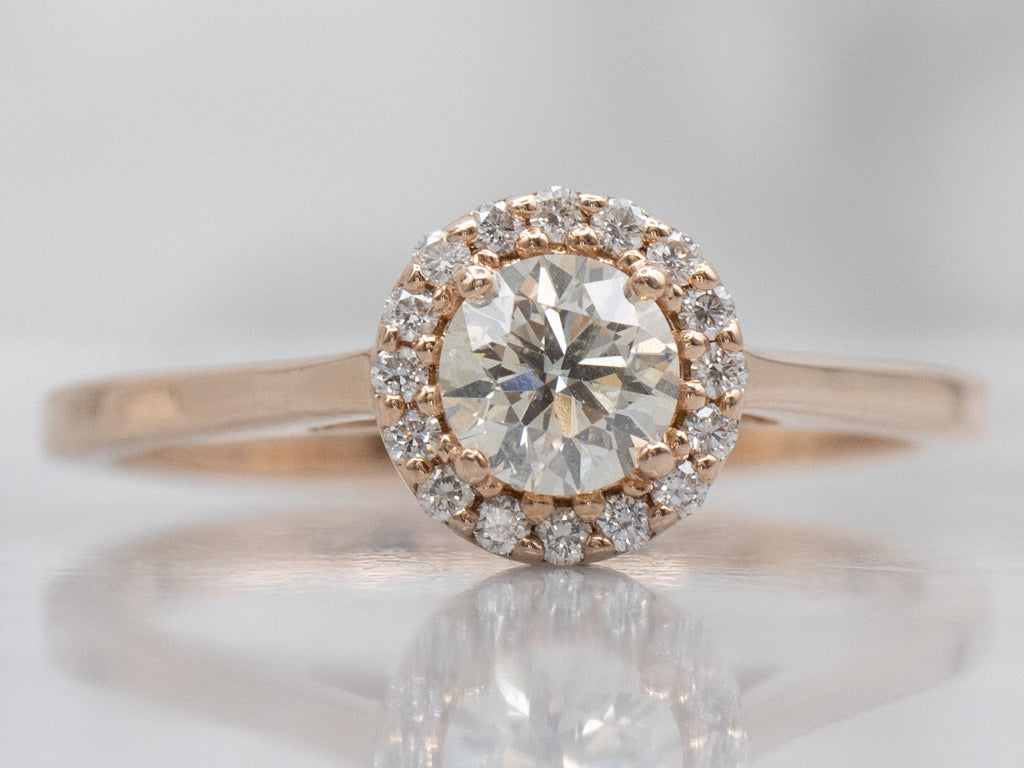 Modern Brilliant Diamond Halo Rose Gold Engagement Ring