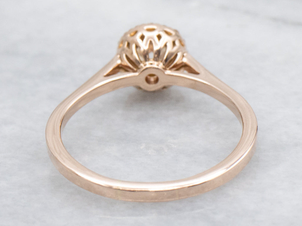 Modern Brilliant Diamond Halo Rose Gold Engagement Ring