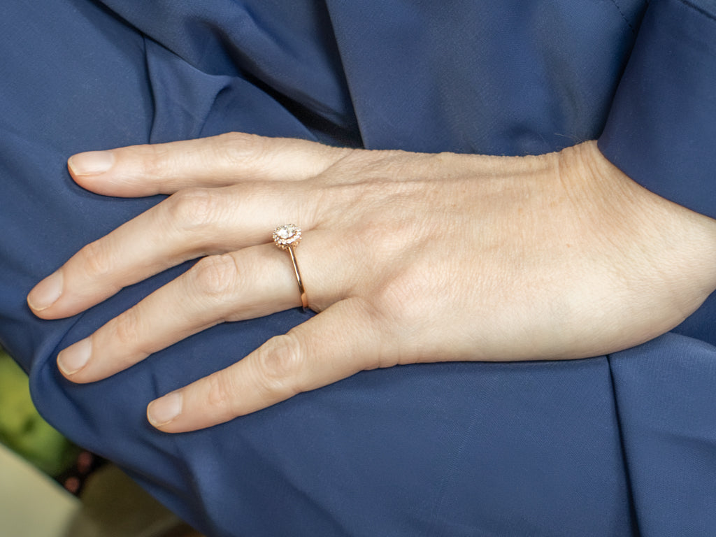 Modern Brilliant Diamond Halo Rose Gold Engagement Ring