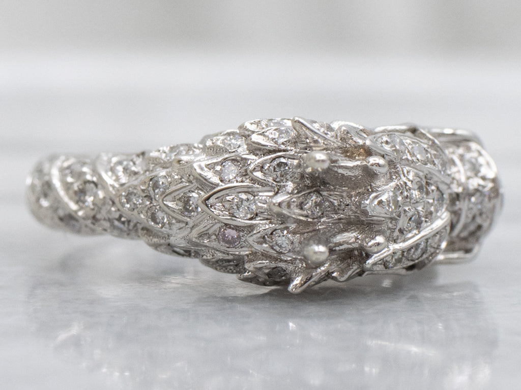 Diamond Dragon with Ruby Eyes White Gold Ring