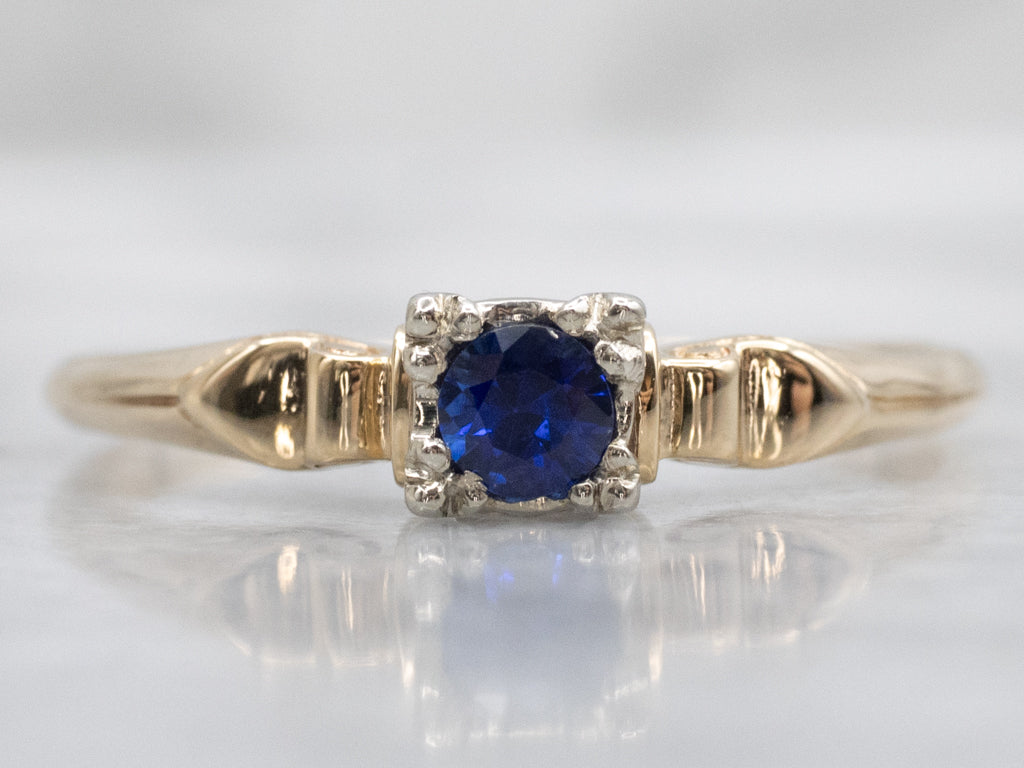 Retro 1940s Sapphire Solitaire Engagement Ring