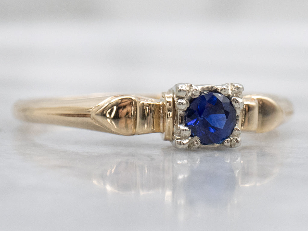 Retro 1940s Sapphire Solitaire Engagement Ring