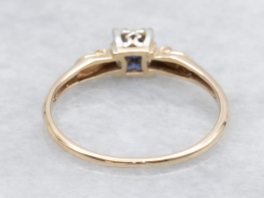 Retro 1940s Sapphire Solitaire Engagement Ring