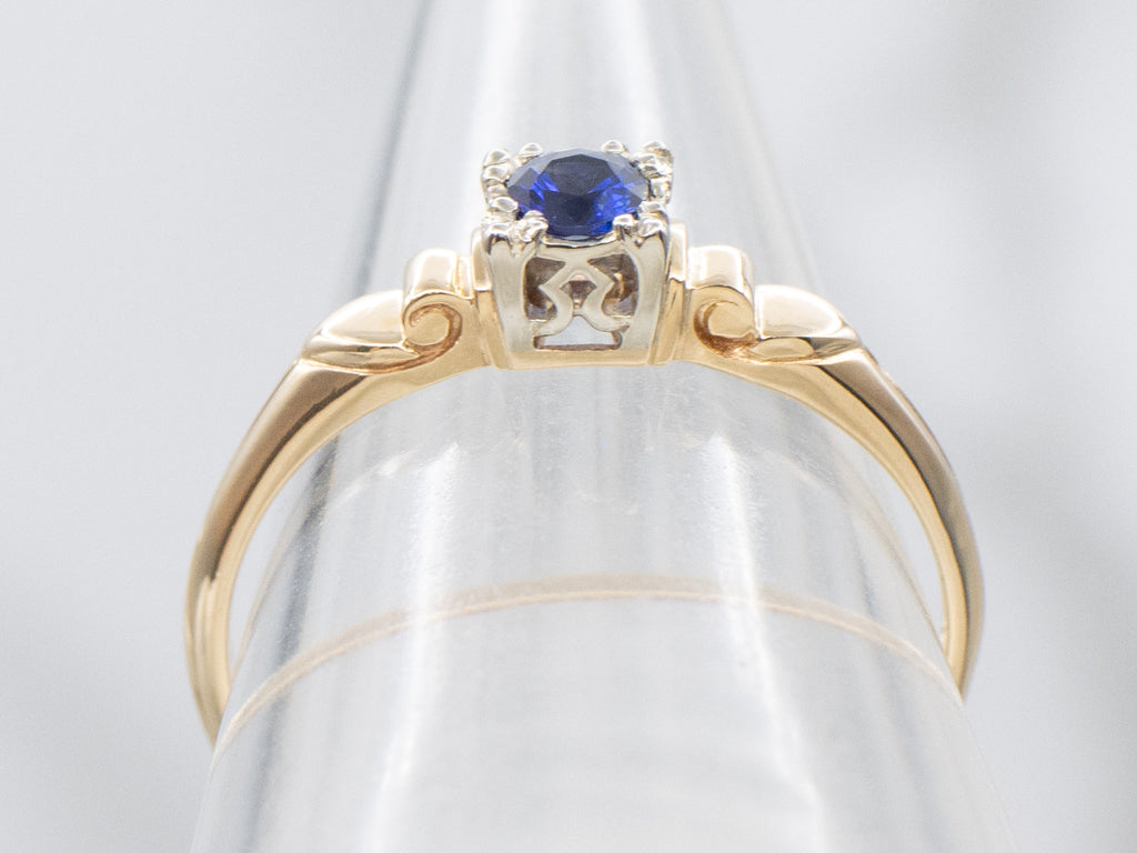 Retro 1940s Sapphire Solitaire Engagement Ring