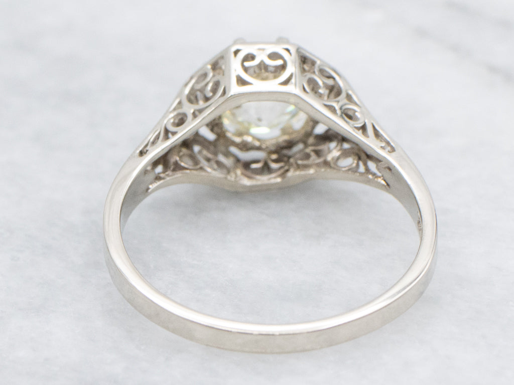 GIA Old European Cut Diamond Antique Solitaire Engagement Ring