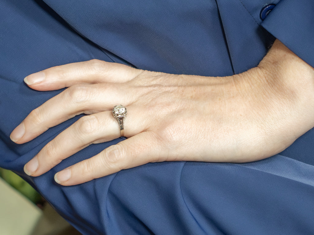 GIA Old European Cut Diamond Antique Solitaire Engagement Ring