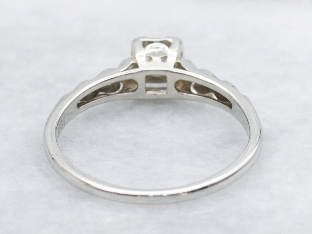 Vintage Diamond Solitaire Sweetheart Engagement Ring