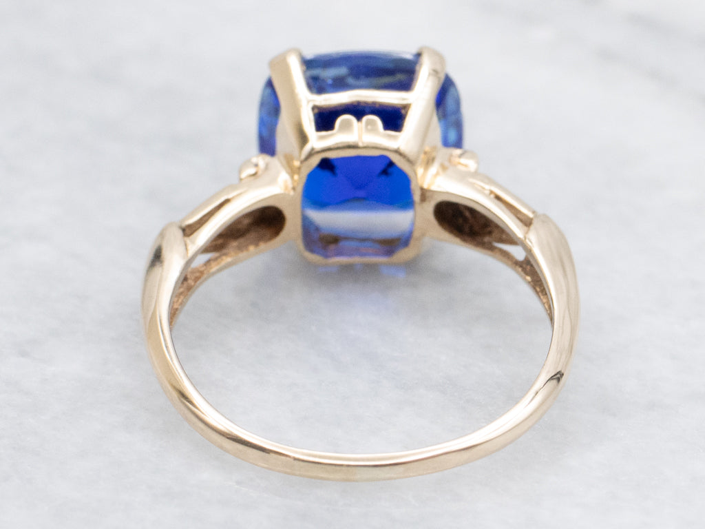 Sapphire Doublet and Gold Butterfly Vintage Ring