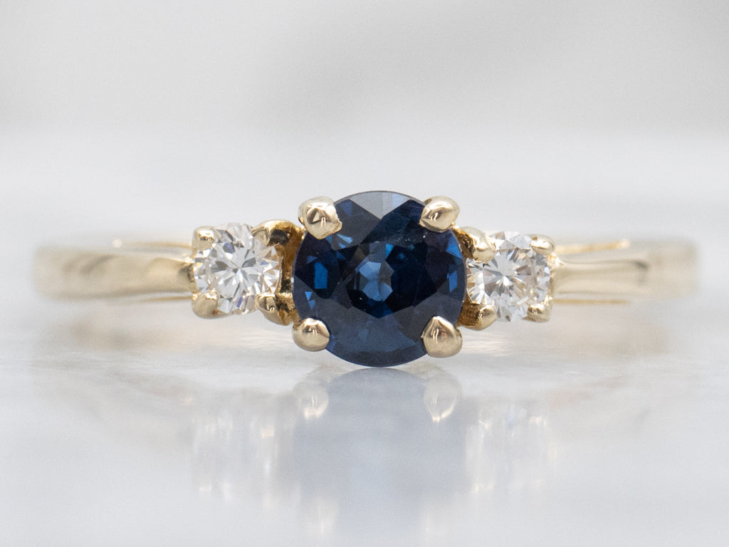 Three-Stone Sapphire and Diamond Engagement Ring