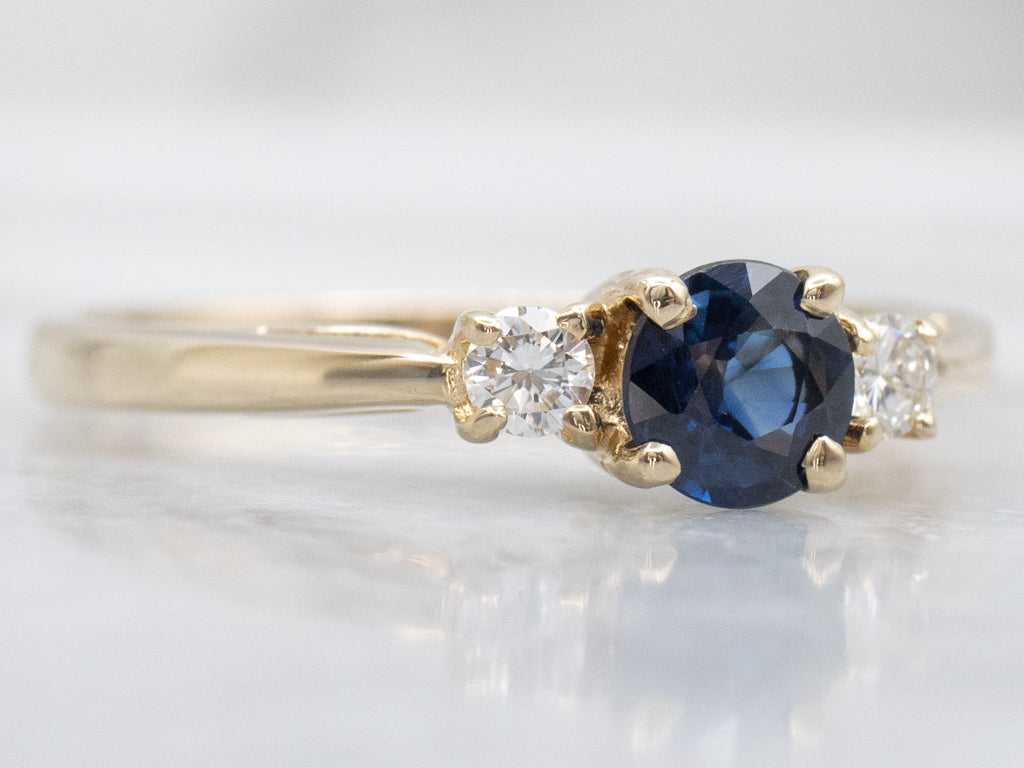 Three-Stone Sapphire and Diamond Engagement Ring