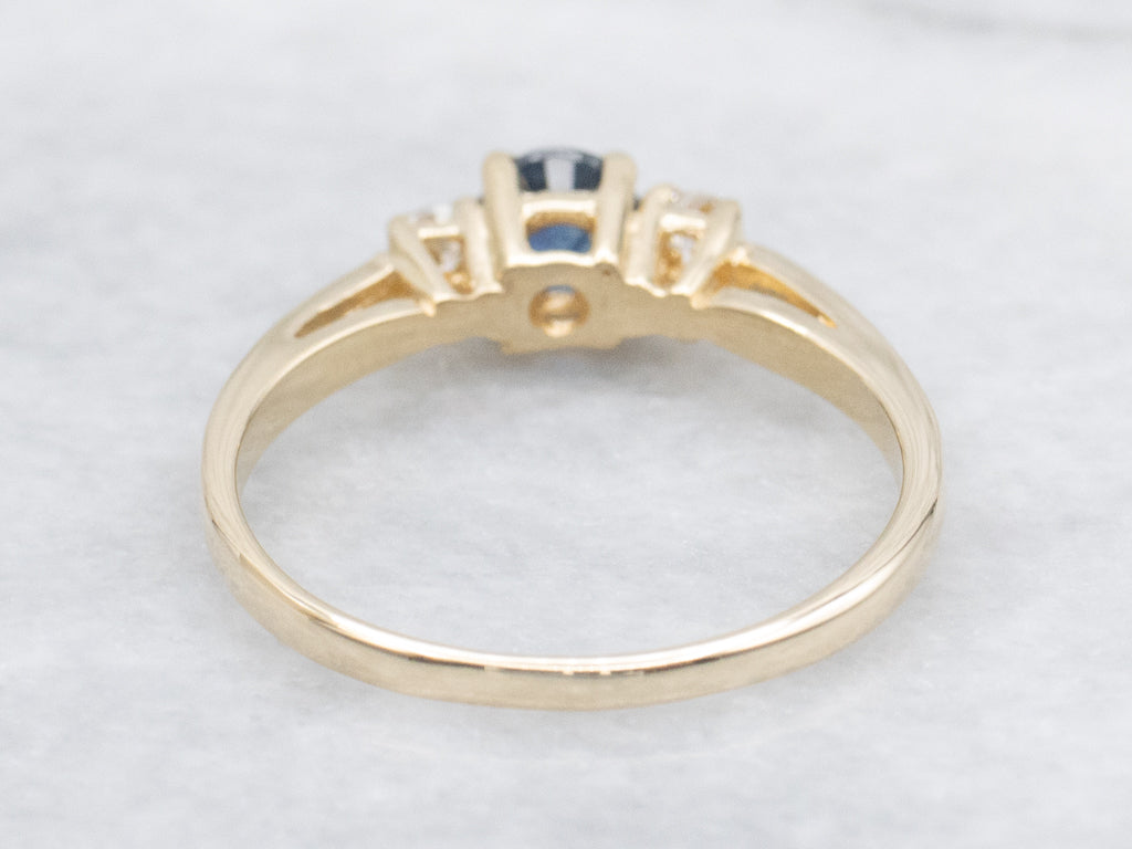 Three-Stone Sapphire and Diamond Engagement Ring