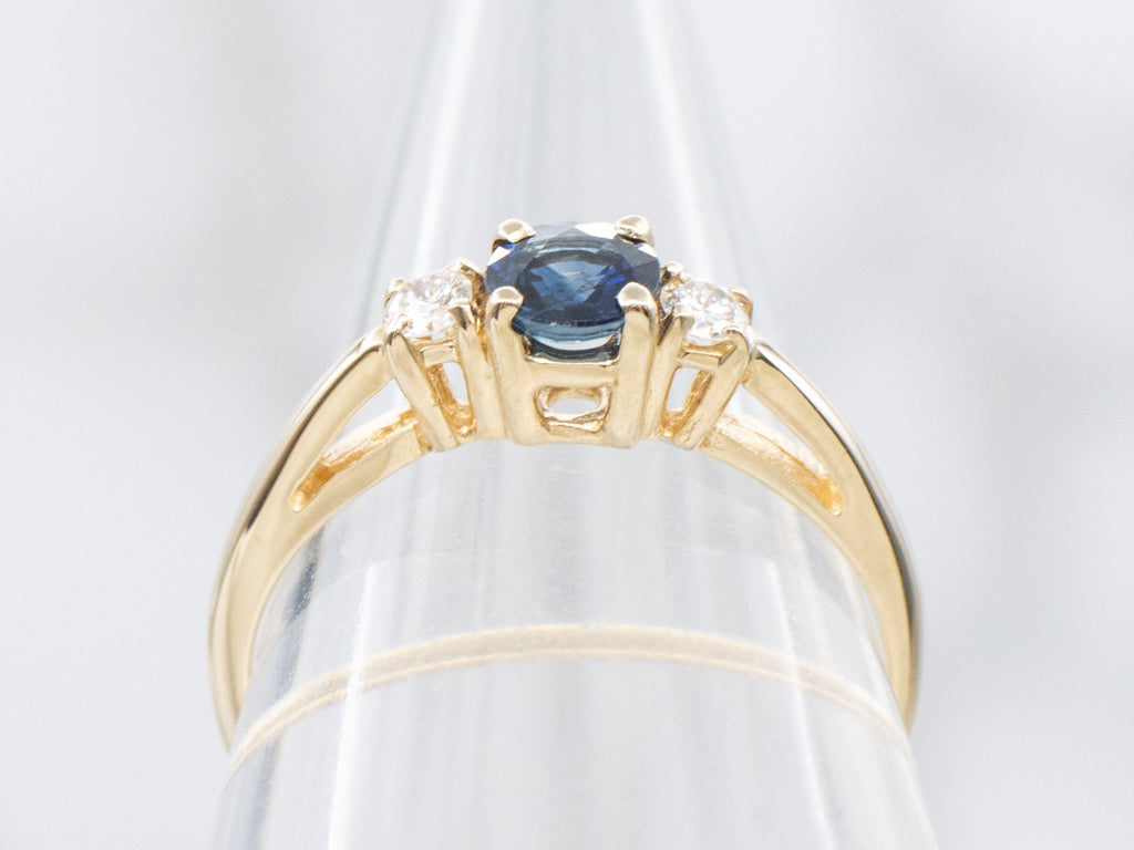 Three-Stone Sapphire and Diamond Engagement Ring